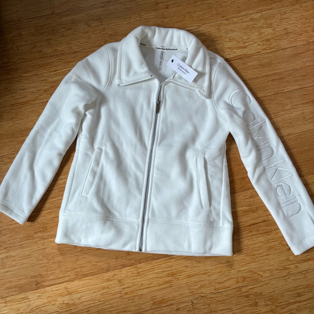 NEW Calvin Klein Women's White Utility Jacket with pockets New with Tag